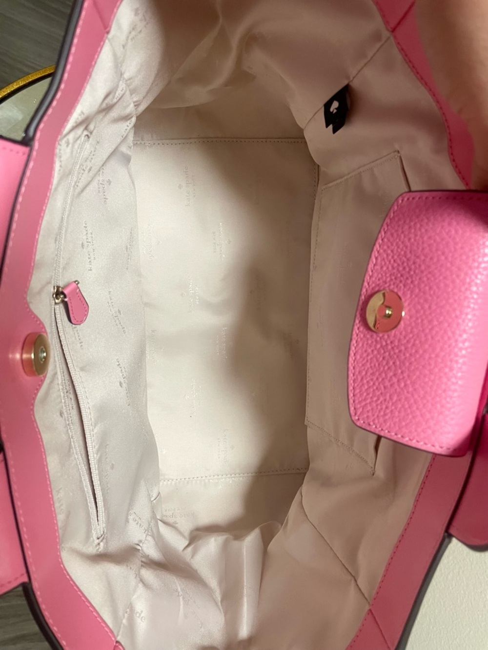 New Kate Spade 100% Genuine leather Pink ivory Woven convertible large Tote bag - Picture 14 of 17